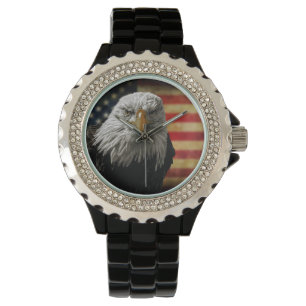 Montre American Bald Eagle on Grunge Flag