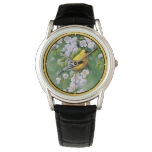 Montre American Goldfinch and Pink Apple Blossoms