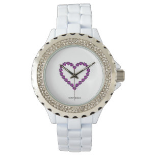 Montre Améthyste Gemstone Coeur pourpre
