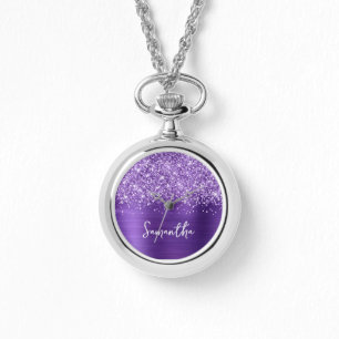 Montre Améthyste Pailletée Violet Glam Nom