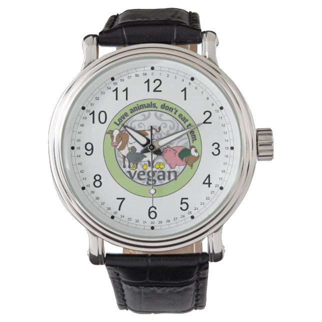 Montre Amour Animaux Ne Mangent Pas Eux Végétan (devant)