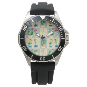 Montre amour cactus - aquarelle
