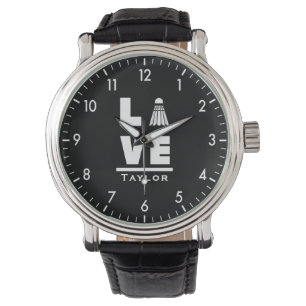 Montre Amour Et Vivre Badminton Sports Ventilateur Nom Pe