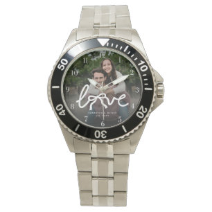 Montre Amour Moderne Couple Typographie Photo Personnalis