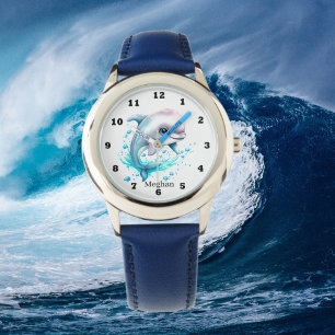 Montre amoureux de dauphins d'aquarelle