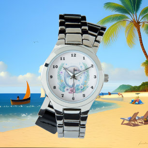 Montre amoureux de dauphins d'aquarelle