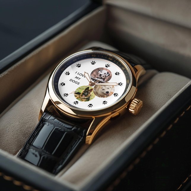 Montre amoureux des chiens de collage 3 photos personnali (Inspiration mockup (not actual product))