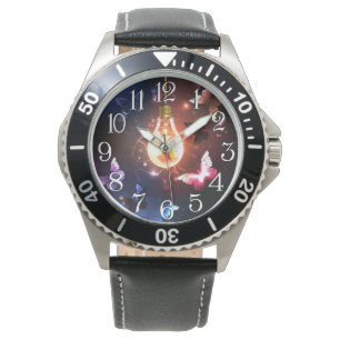 Montre Ampoule lumineuse avec papillons nocturnes