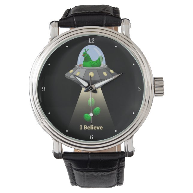 Montre Amusant OVNI vert OEuf de poulet Alien enlèvement (devant)