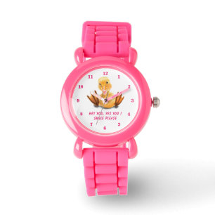 Montre amusante avec Happy Duck Smile - Texte pers