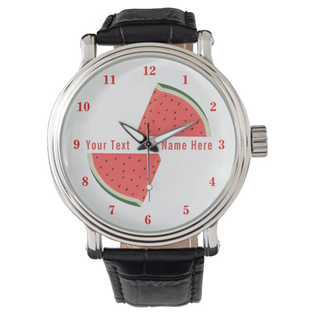 Montre amusante avec pastèque et texte personnalis (devant)