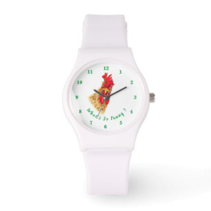 Montre amusante avec un coq surpris - Jouant