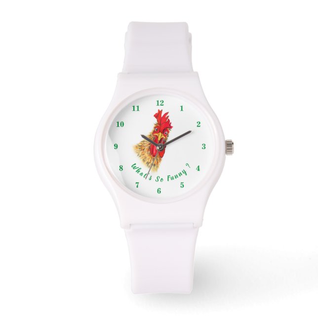 Montre amusante avec un coq surpris - Jouant (Recto)