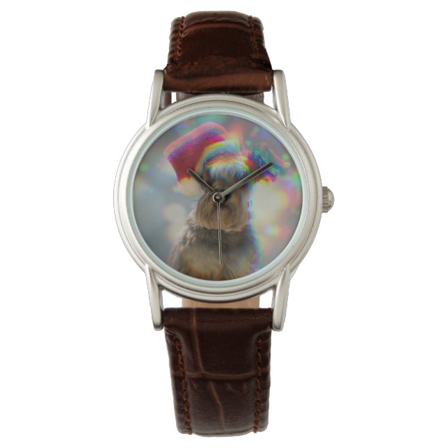 Montre Anaglyph 3D Christmas Schnauzer Chien (devant)