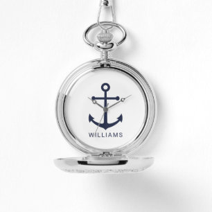 Montre Ancre bleue marine avec nom personnalisé