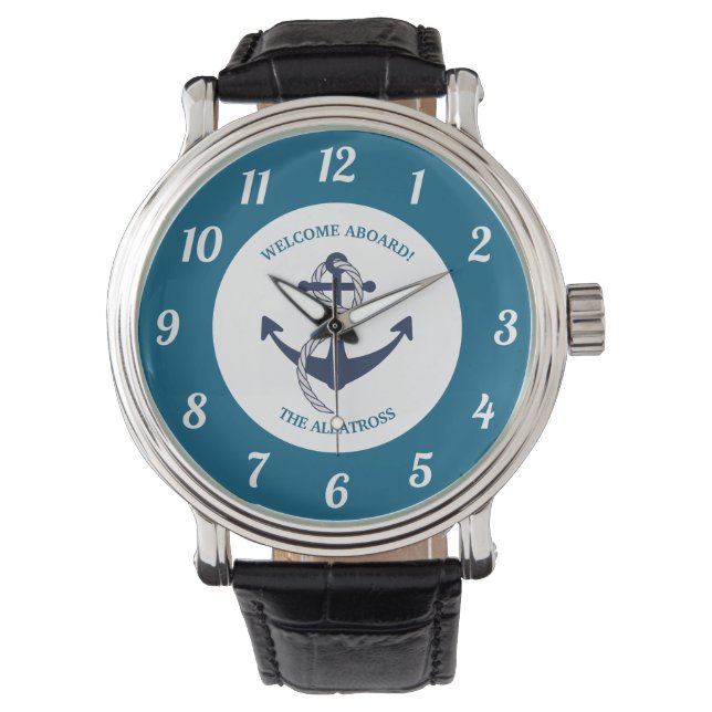 Montre Ancre de bateau Motif nautique personnalisée (devant)