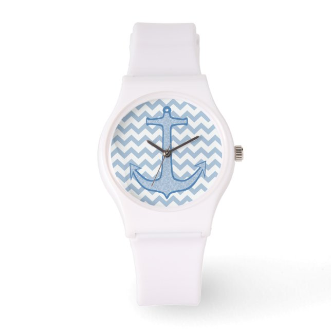 Montre Ancre Florale Bleue (Recto)