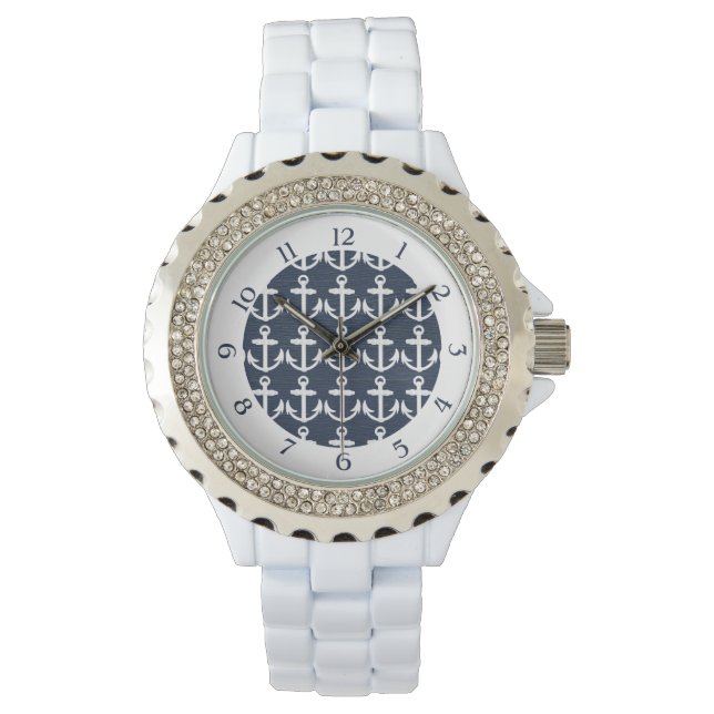 Montre Ancre marine bleu/blanc Motif d' nautiques avec no (devant)