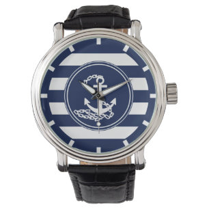 Montre Ancre Sur La Bleue Nautique Et Bleue Blancs