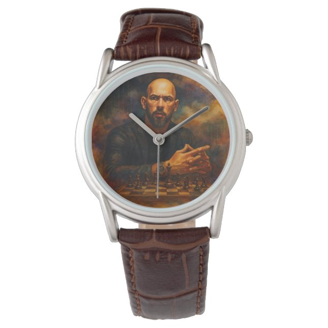 Montre Andrew Tate Classic Brown Leather Watch (devant)