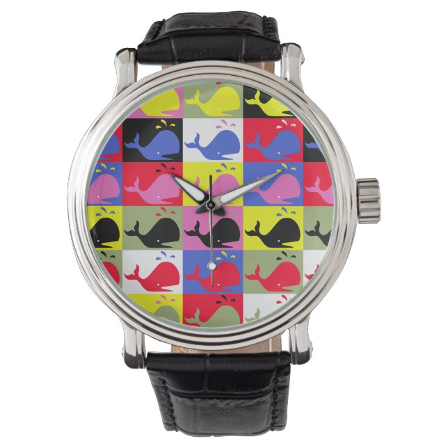 Montre Andy Whale-Hole™ motif_Lots o' petites baleines (devant)