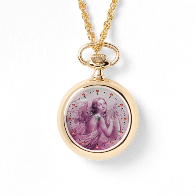 Montre ANGE JOUER LYRA SUR LES NUAGES Rose (Recto)