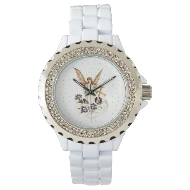 Montre Angel Avec Croix Et Fleurs Clematis Regardez (devant)