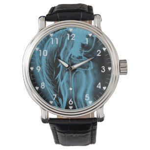 Montre Angel des voies inversées en noir et bleu clair