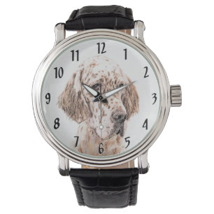 Montre Anglais Setter Orange Belton Peinture Chien Art
