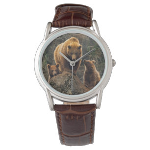 Montre Animaux de bébés cutest Famille d'ours Brown