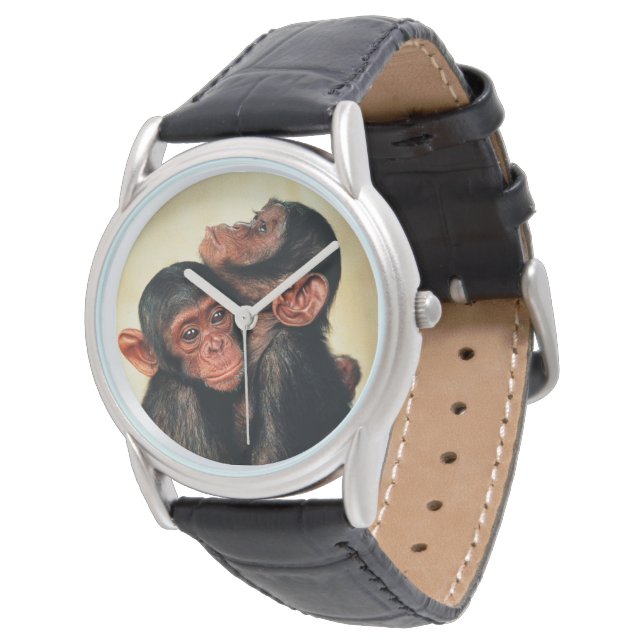 Montre Animaux de bébés cutest | Hug de chimpanzé (Incliné)