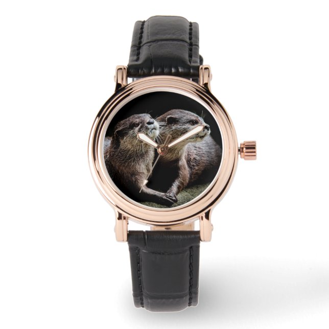 Montre Animaux de bébés cutest | Otters tenant les mains (Recto)