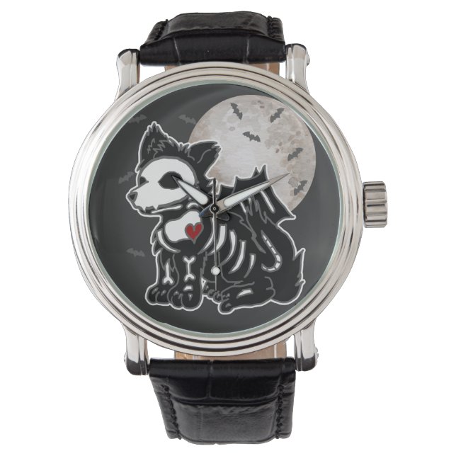 Montre Anime Wolf Emo Goth Edgy Skeleton Halloween Chien (devant)