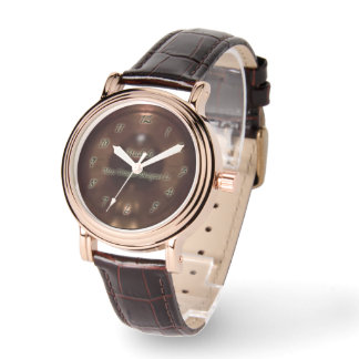 Montre Anneau En Cuir Or Rose Cuivre