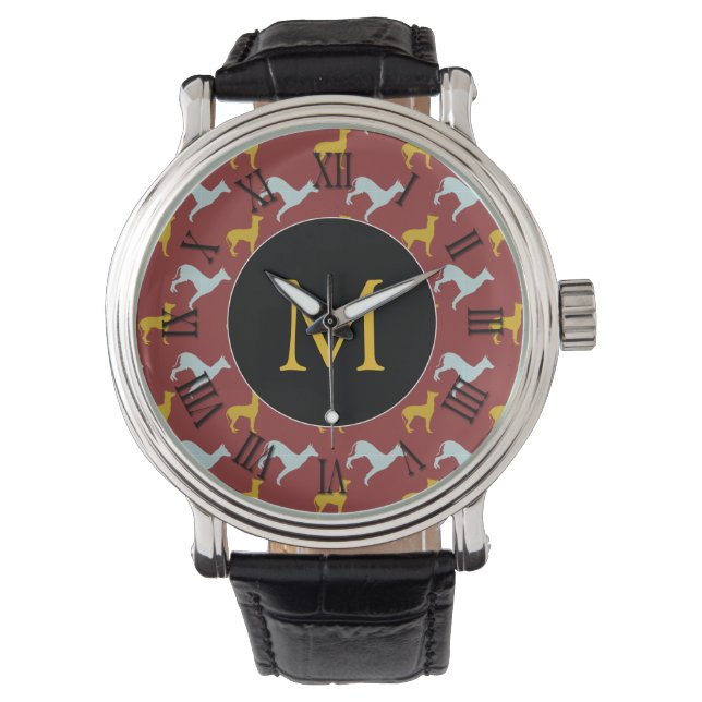 Montre Année du chien Zodiac Anniversaire Monogramme Numé (devant)