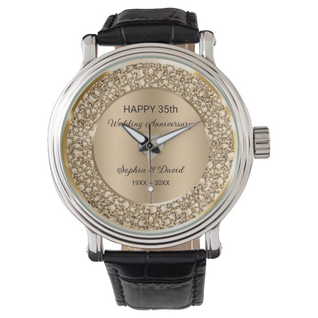 Montre Anniversaire du Mariage de diamants de cuivre (devant)