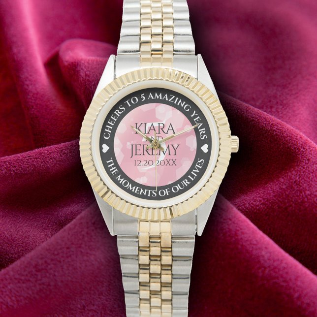 Montre Anniversaire Mariage élégant du 2ème 5ème Rose Qua (Elegant 5th Rose Quartz Wedding Anniversary Wristwatch Cover Photo)