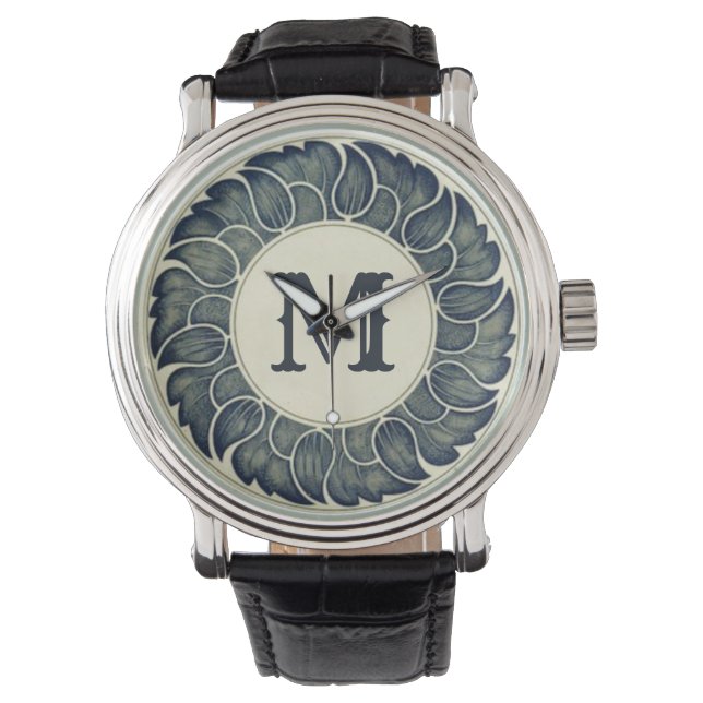 Montre Antique Japanese leaf Ink Art Monogram (devant)