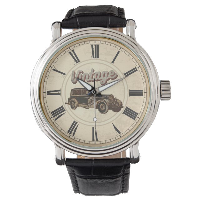 MONTRE ANTIQUE TEMPS ROMAIN NUMÉRAUX VINTALE VOITURE (devant)