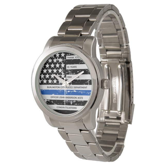 Montre Application de la loi Ligne Bleue Mince Police Ret (Incliné)