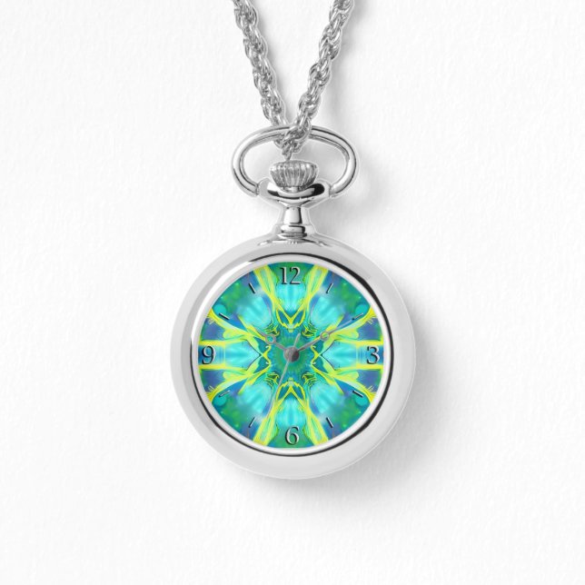 Montre Aqua, Cobalt Blue et Yellow Tie Dye Motif (Recto)