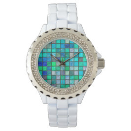 Montre Aqua Tile & Rhinestone Watch par Julie Everhart
