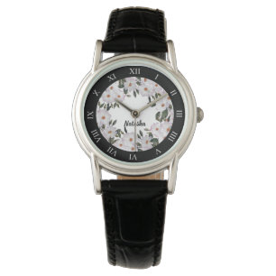 Montre Aquarelle blanc rose pâle Roses Cercle de couronn