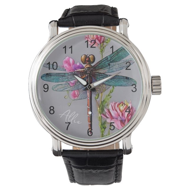 Montre Aquarelle Bleu Dragonfly Wing (devant)