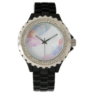 Montre Aquarelle bleu et rose de l'artiste
