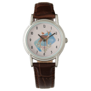 Montre Aquarelle Brown mignonne Cerf Élégance rustique