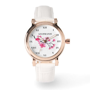 Montre Aquarelle Cherry Blossom Floral Sakura Moderne
