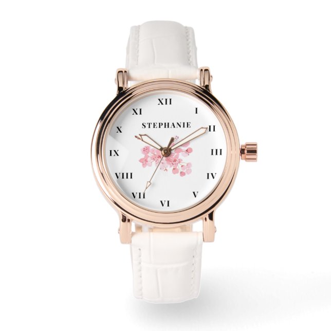 Montre Aquarelle Cherry Blossom Floral Sakura Moderne (Recto)