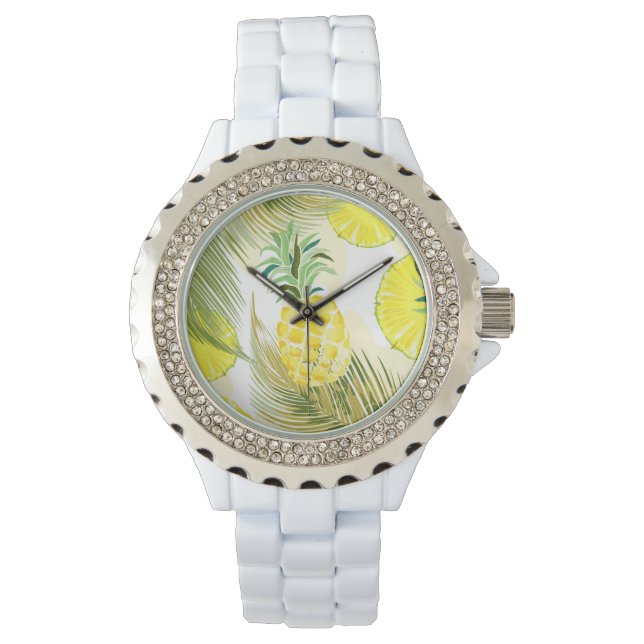 Montre Aquarelle d'ananas Motif été frais (devant)