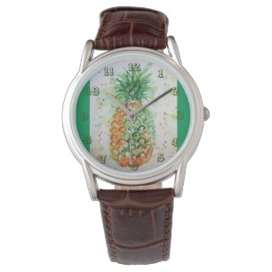 Montre Aquarelle de Fruit Tropical d'ananas Vert
